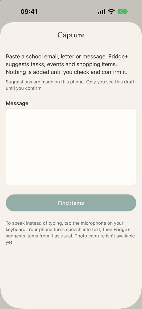 Quick capture screen