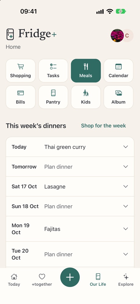 Meals screen