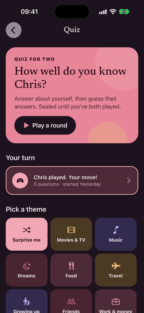 Quizzes screen